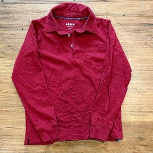 Mini Boden Burgundy Long Sleeve Polo Pocket Shirt